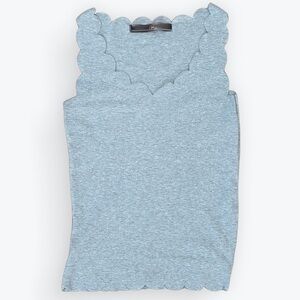 Scallop Lined Tank | Ribbed | Grey | No size listed but would fit small/medium |